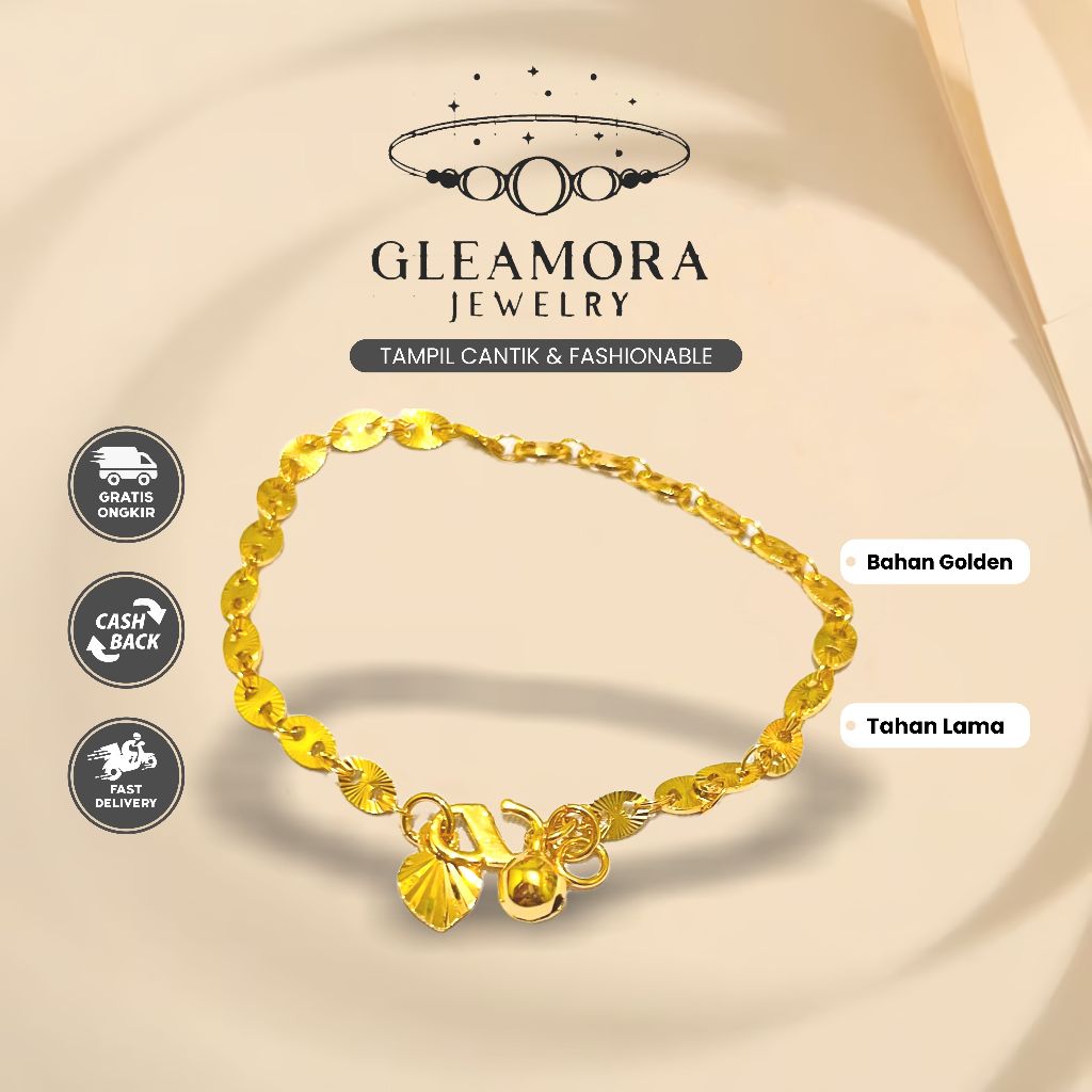 Gelang Wanita Gold Look Rantai Koin | Gelang Replika Emas Model Disc Elegan & Feminin | GLEAMORA Jew
