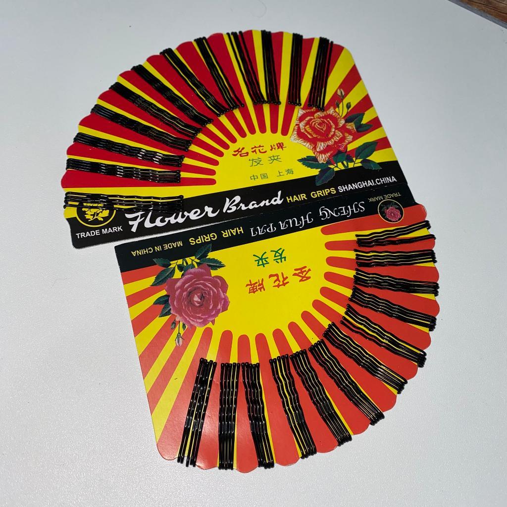 Jepit Lidi Hair Clips Dus Rambut Hitam Klasik Anti Patah Garis Bunga Mawar 4cm 5,5 cm Random Brand