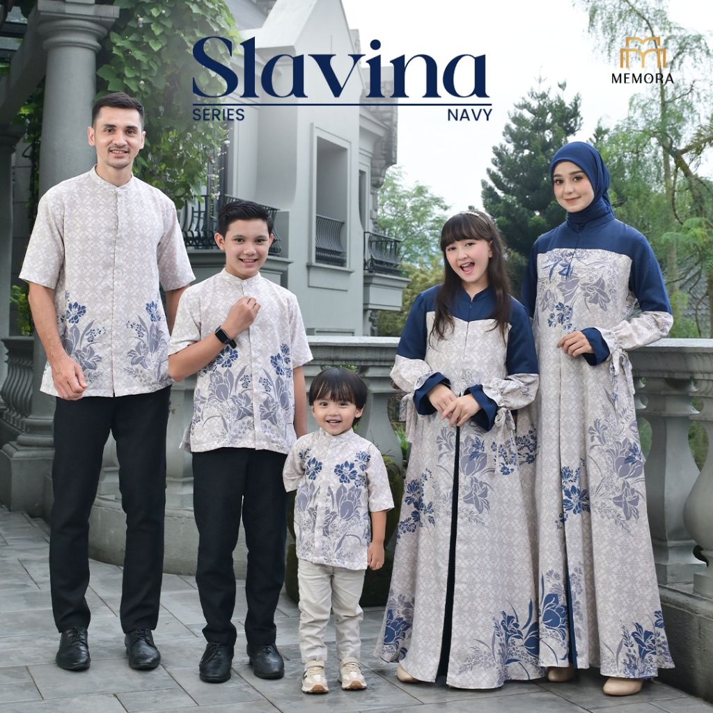 [SARIMBIT 35] Sarimbit Lebaran 2026 Series SLAVINA NAVY By Memora - Baju Couple Pasangan Lebaran 202