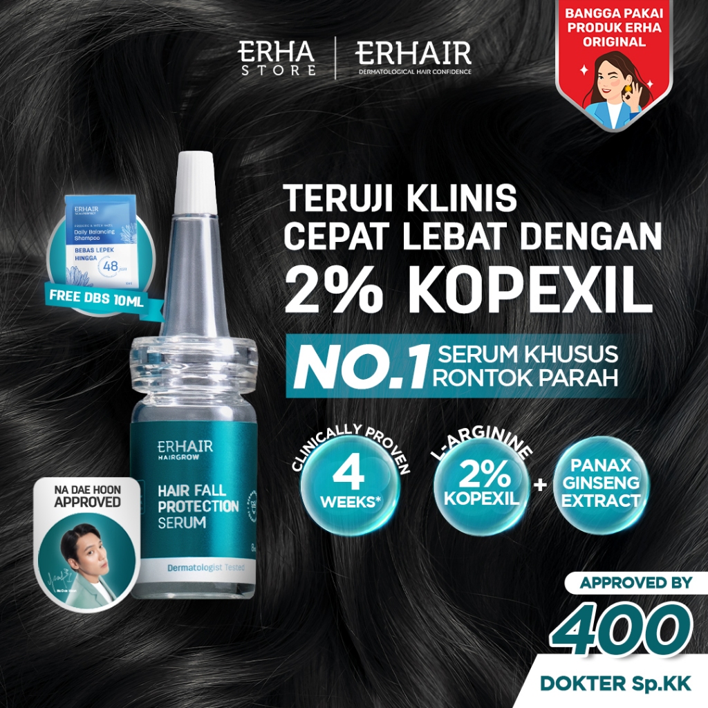 ERHAIR HairGrow Protection Serum 7x8 ml with 2% Kopexil - Serum Panax Ginseng Mengurangi Rontok | Se