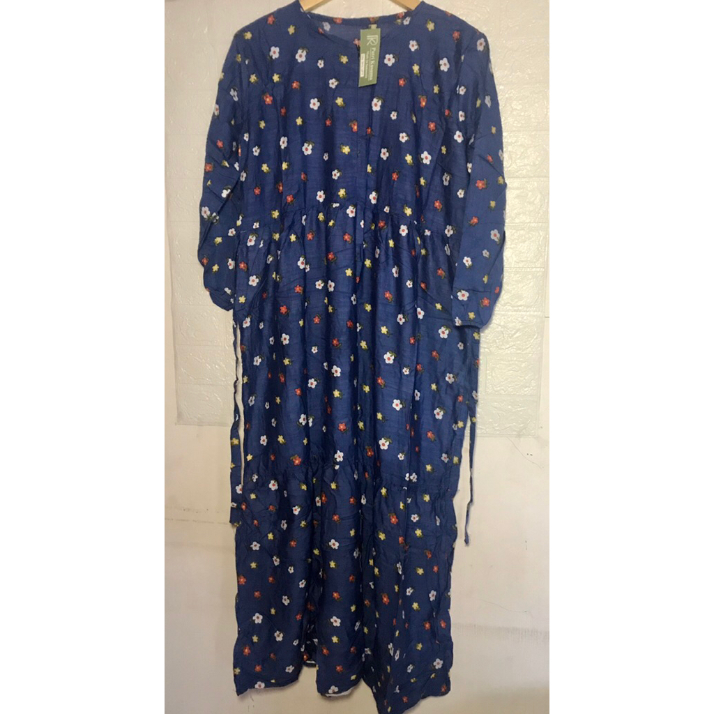 (New) Gamis Susun Jumbo Gamis Rayon Viscose Motif Bunga Gamis Putri Kusuma