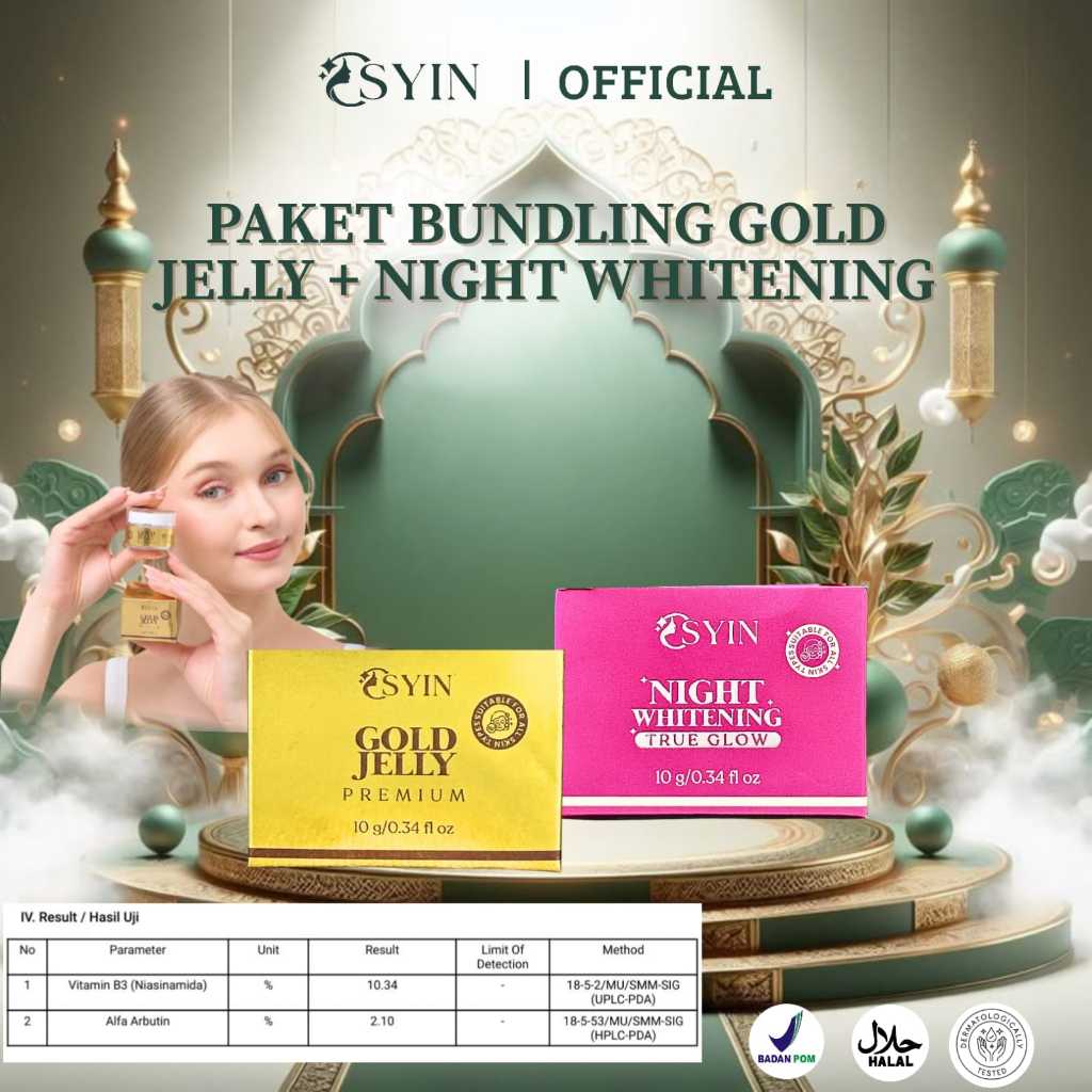 PAKET Bundling Gold Jelly Premium + Night Whitening True Glow Osyin Glow