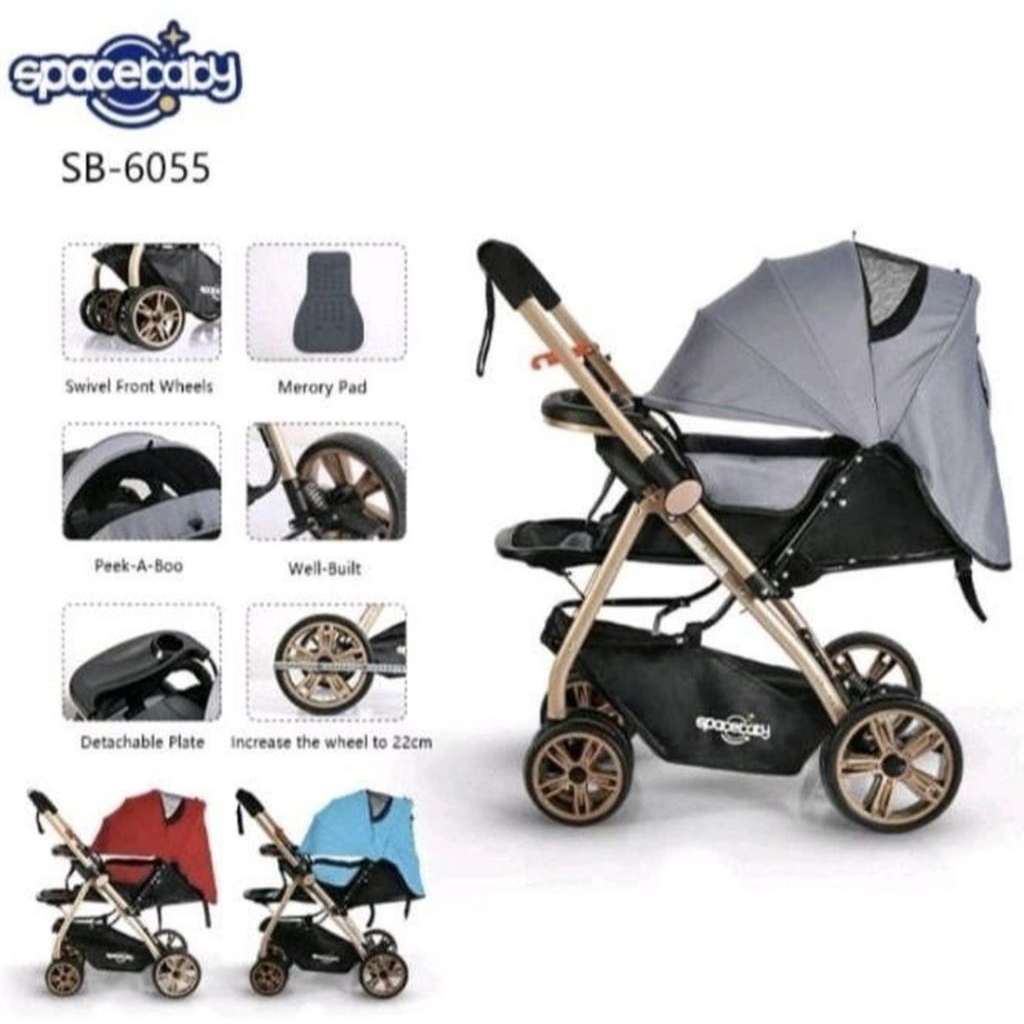 Kereta Dorong Bayi SPACEBABY SB-6055/Stroller Spacebaby SB-6055