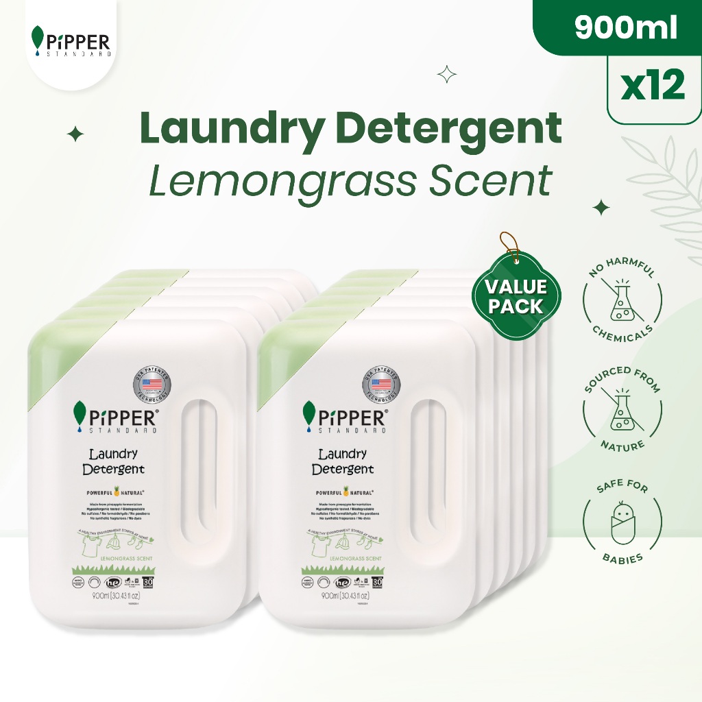 PiPPER Laundry Detergent Lemongrass Scent Value Pack 12x 900 ml