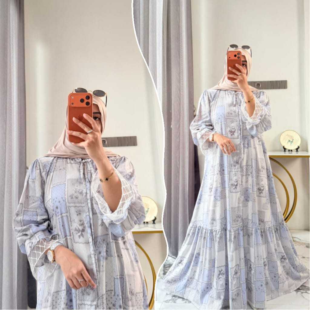 Runna Dres Raya Series Gamis Rayon Jumbo Lengan Tile