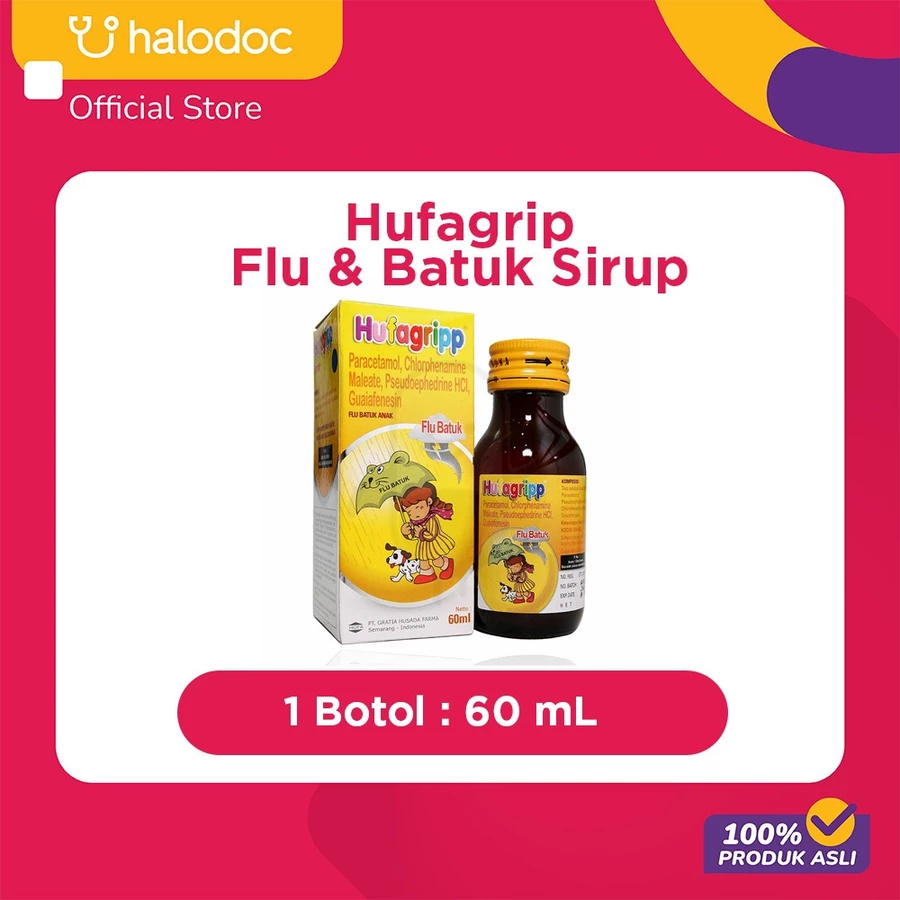 Hufagrip Flu & Batuk | Sirup Flu Batuk | Obat Flu Batuk Anak & Dewasa | 60ml