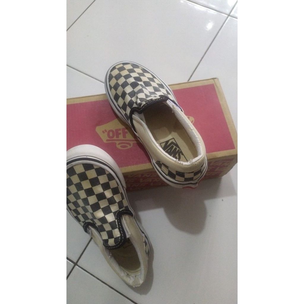 Vans Original Slip On Kids Checkerboard Original Size 12.0K Bekas