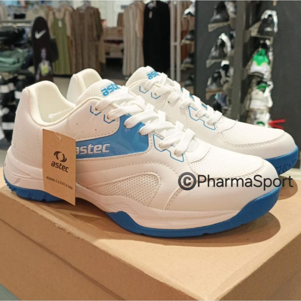 Astec Sepatu Badminton Astec White Blue 42 Original Authentic Lynx Putih Biru