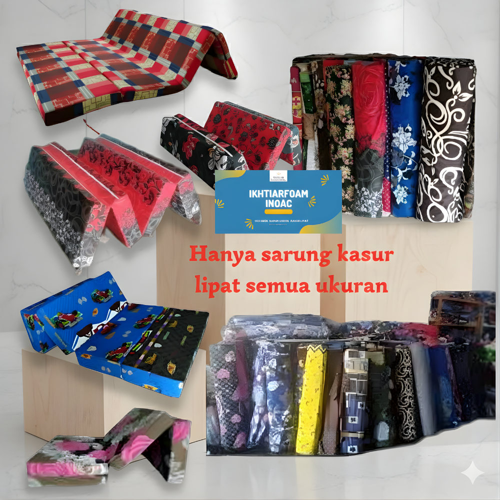 Sarung Kasur Busa Lipat Resleting No 1, 2, 3, 4, semua ukuran tersedia