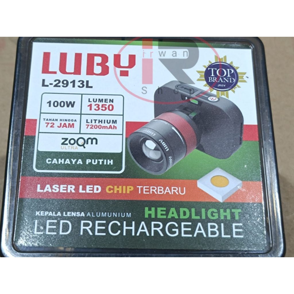 Senter Kepala Zoom Luby 2913 L 100 Watt Putih / Senter Kepala Luby 2913L 100 Watt