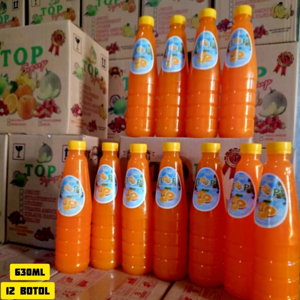 12 Botil Top Syrup Orange Squash 630ml Minuman SirupJeruk Segar