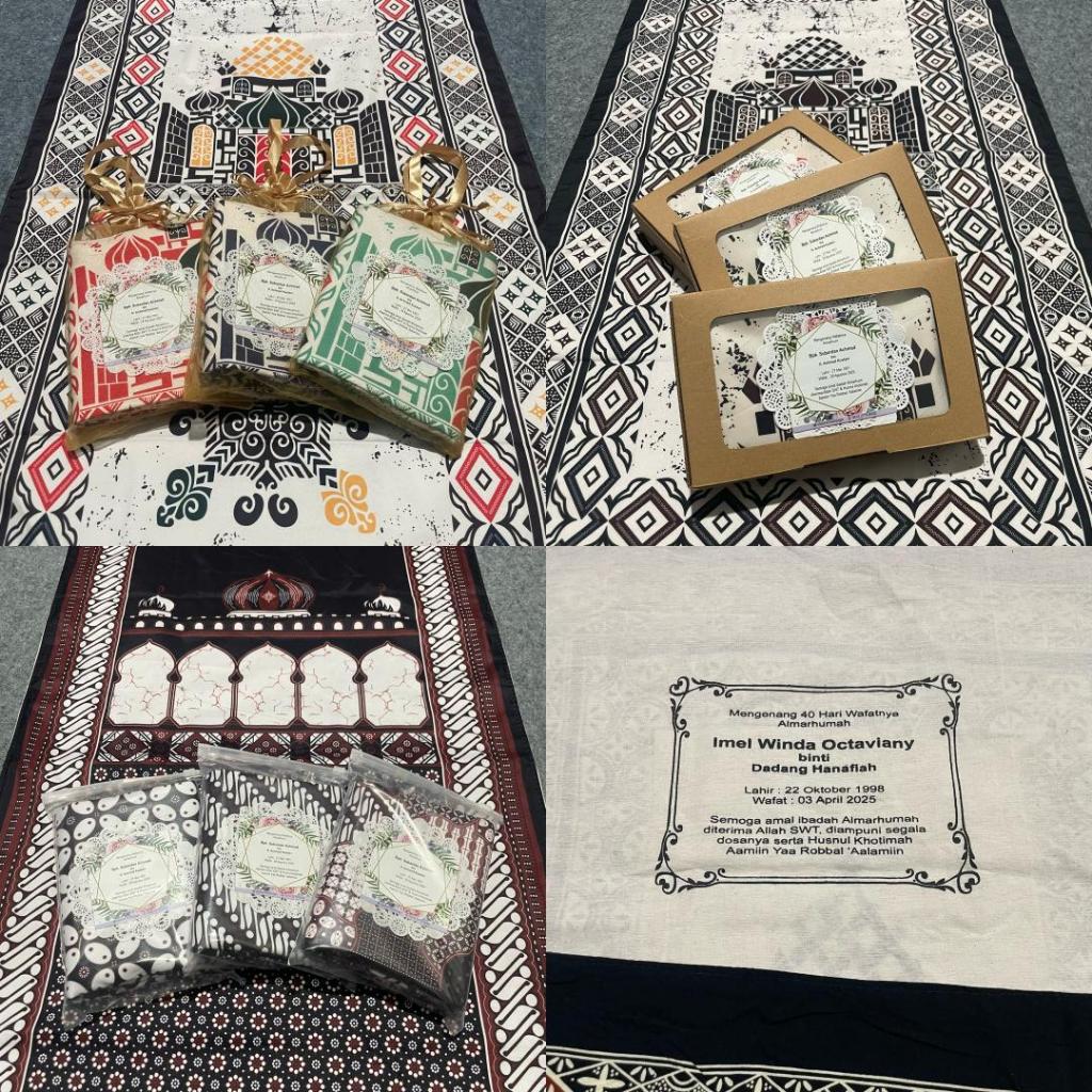 Souvenir Sajadah Batik Premium + Sablon Nama Custom - Souvenir Tahlilan / Oleh-Oleh Haji Umroh