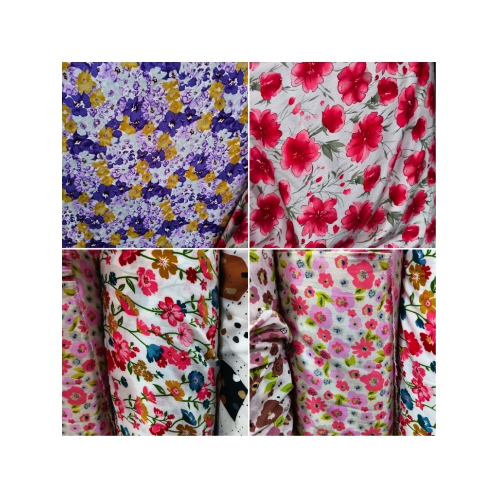 kain katun rayon premium - kain katun rayon viscose - kain rayon motif bunga - kain rayon motif best