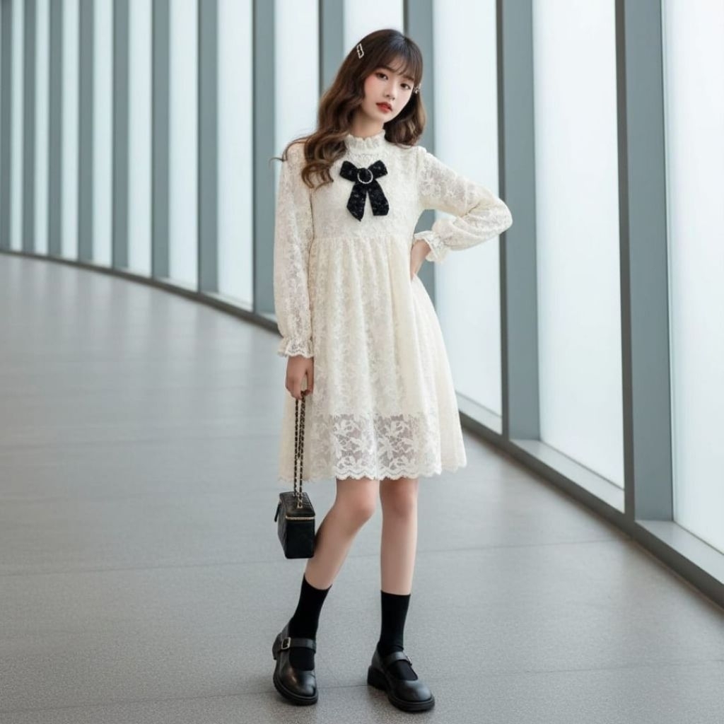 Dress Brokat Putih Anak
