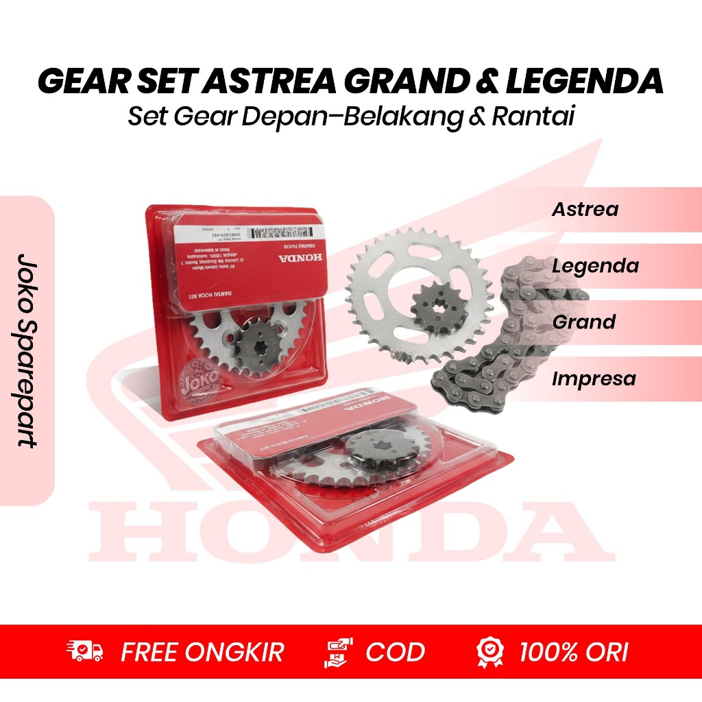 GEAR SET RANTAI ORIGINAL HONDA GRAND, LEGENDA, IMPRESA, GEAR SET LEGENDA GN5