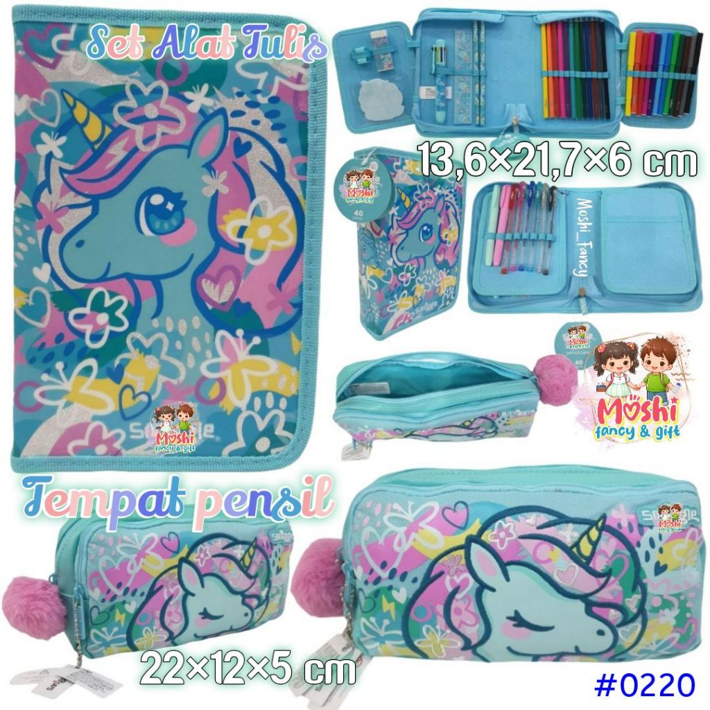 Midi Zip Kit Stationary Gift Set Motif Unicorn / Pencil Case Set Unicorn / Set Alat Tulis Anak Perem