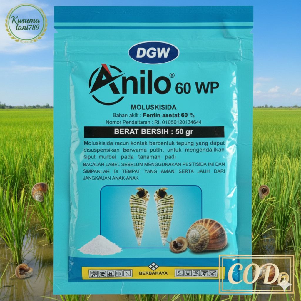 Sawah Gagal Panen Karena Keong? Ampuh Sekali Tuntas, Moluskisida ANILO 60 WP, 50 Gram – Obat Pembasm