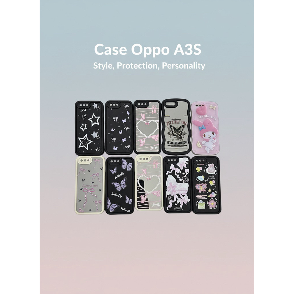Case Oppo A3S A5 A12e Realme C1 Premium Wave Karakter Lucu Butterfly Bear My Melody - Casing Oppo A3
