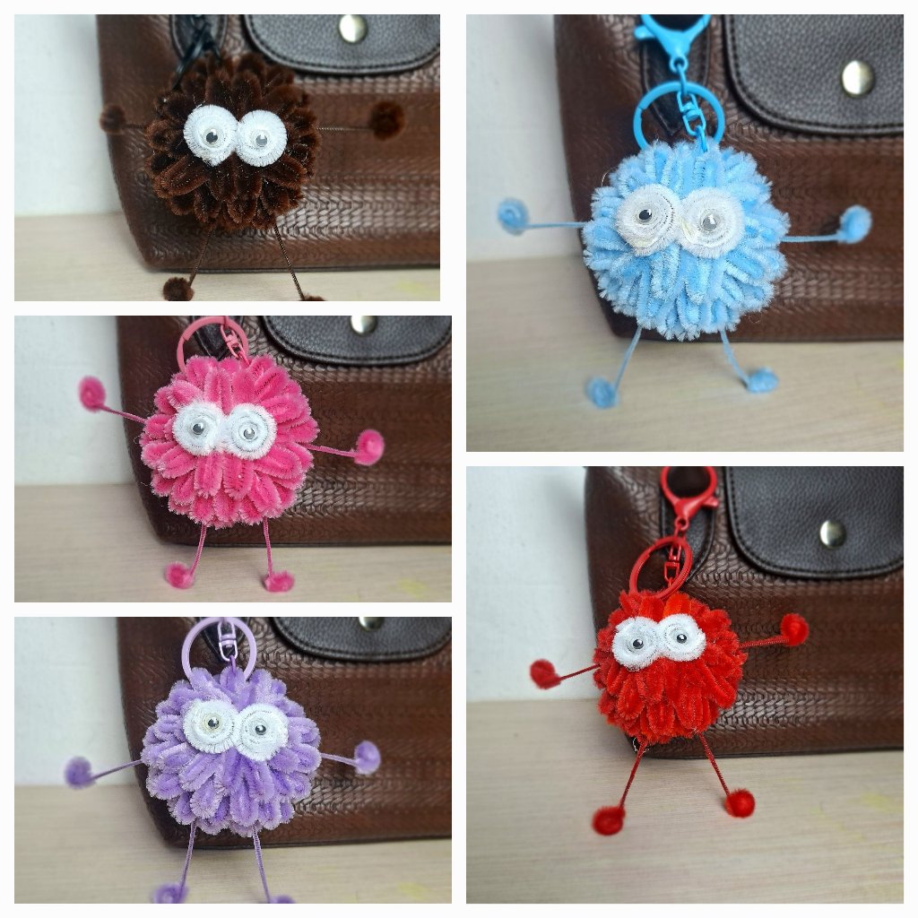 Gantungan kunci Kawat Bulu Karakter Lucu unik handmade ecer dan grosir KEY CHAIN