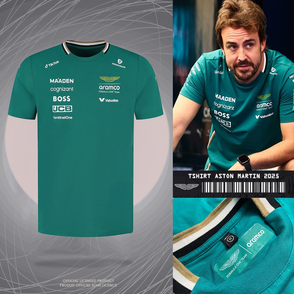 Aston Martin 2025 Mens Polo F1 HUGO BOSS Kaos Pria F1 Team Fernando Alonso M L XL XXL Motif Racing