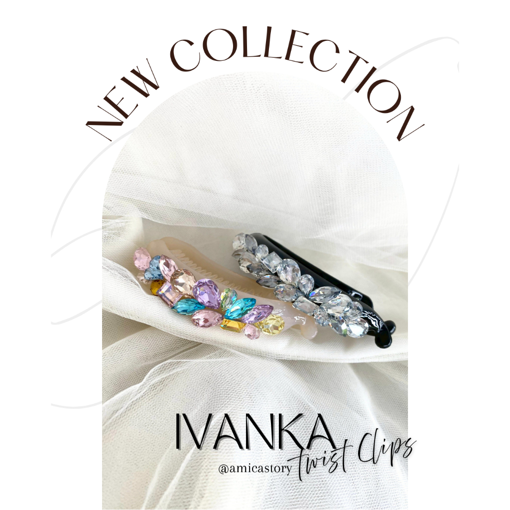 Amicastory IVANKA twist clip jepitan rambut jepit crystal kuncir ponytail korea mewah