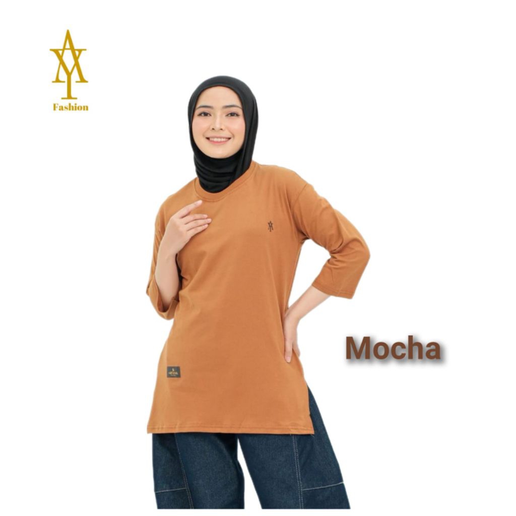 KAOS WANITA OVERSIZE SEMI TUNIK 7/8 COMBED 24S SIZE [ M, L, XL, XXL, XXXL ]