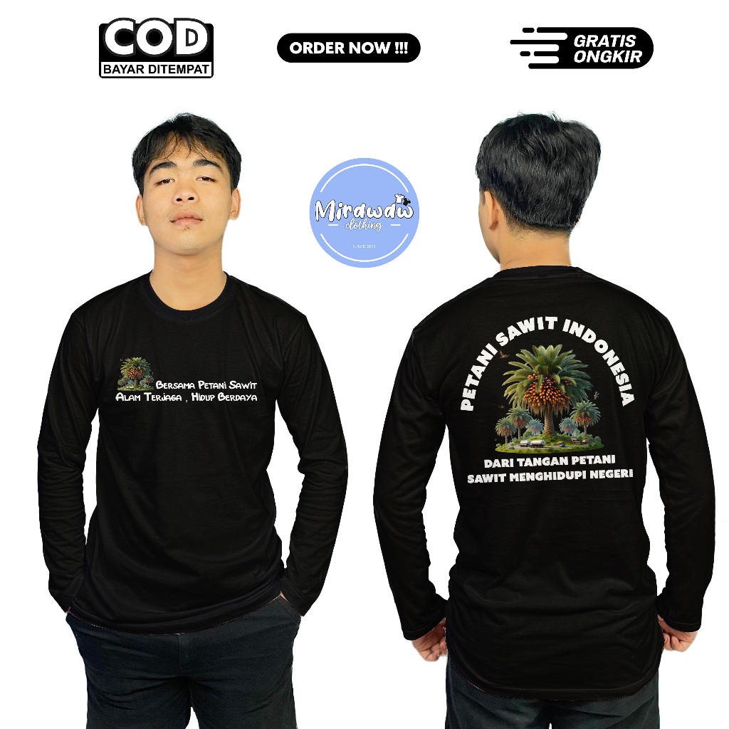 Kaos Petani Sawit Indonesia Bersama Petani Sawit Alam Terjaga Desain Terbaru Lengan Panjang Baju Dis