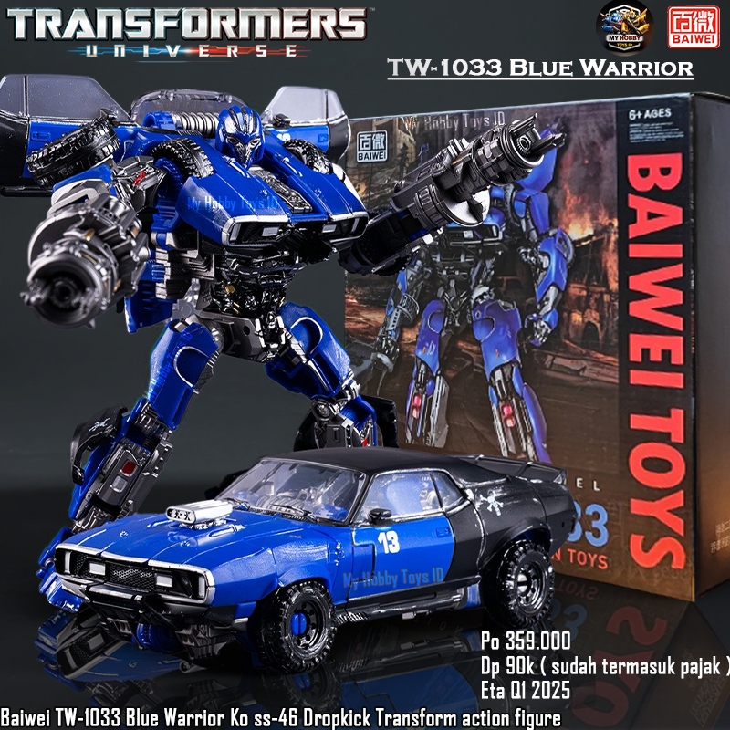 Mainan Figur Robot Transformers Dropkick Blue Warrior Ksatria Biru KO SS46 Model Mobil Sedan Mustang