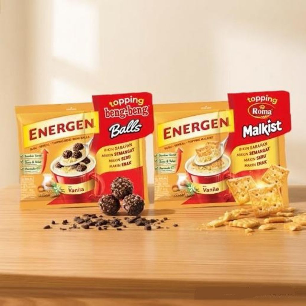 Energen Vanilla Topping Beng Beng dan Roma Malkist