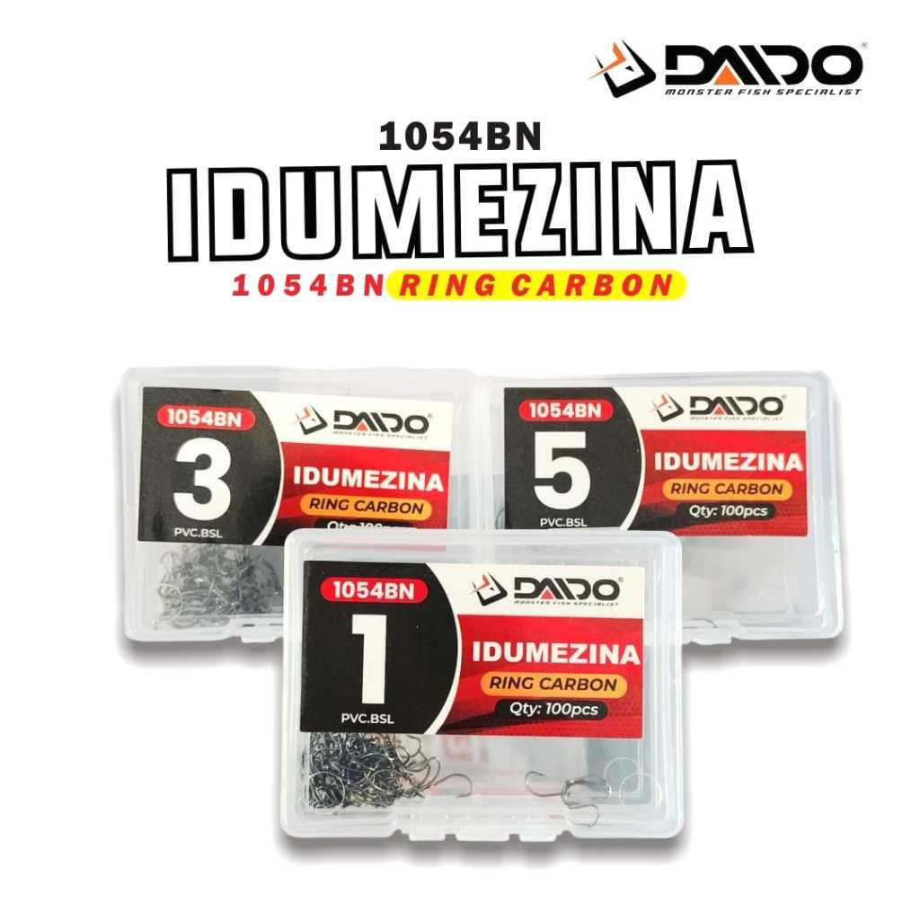 Mata Kail Daido Idumezina Ring Carbon 1Kotak Isi 100 Pcs Mata Pancing Kecil Ringan Tahan Lama