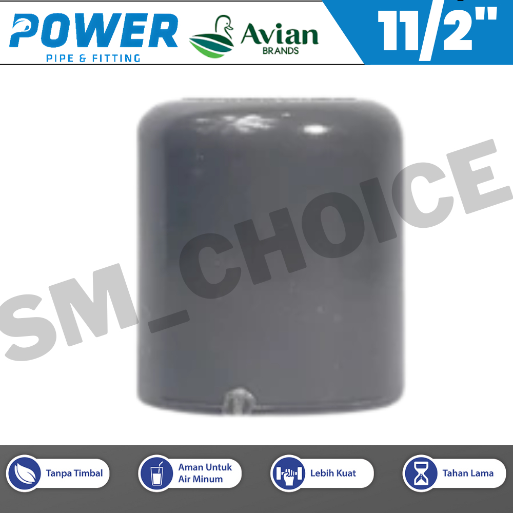 POWER CAP PVC 11/2 INCH DOP PVC 11/2" POWER PENUTUP PIPA 11/2 INCH TUTUP PARALON 11/2"