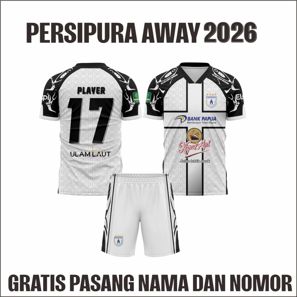 Jersey Persipura Jaya Pura Home/Away 2025-2026 Gratis Pasang Nama & Nomor Punggung
