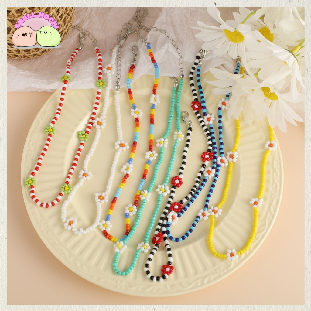 SM Kalung Wanita Manik Manik Mutiara Pearl Necklace Warna Warni Aesthetic Necklace - DJ-K03