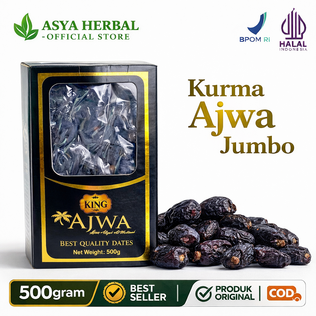 Kurma Ajwa Premium 500gr | Kurma King Dates Ajwa Jumbo | Kurma Nabi Ajwa Premium