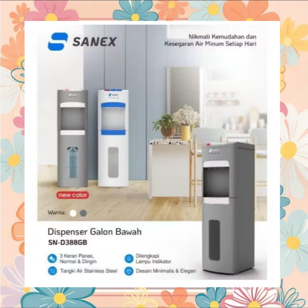 Sanex SN D388 GB Water Dispenser Air Galon Bawah Panas Dingin Normal 3 Kran SN D 388GB 388 Hot Cool 