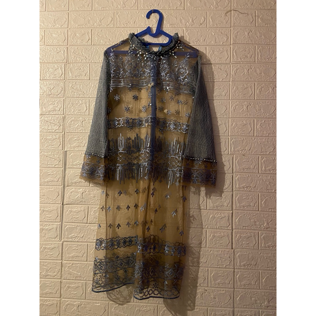 Tunik & Kebaya Brukat Modern Bordir Elegan | Gamis Abaya Hitam Elegan Wanita