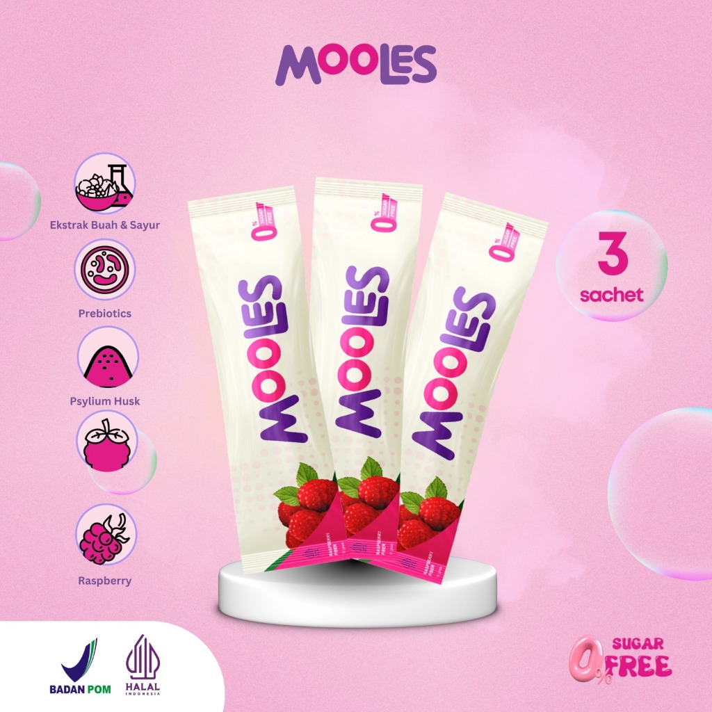Mooles Fiber - Kemasan 3 Sachet - Diet & Detox Pelangsing Badan