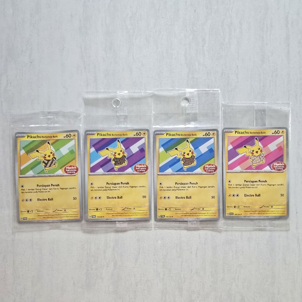 Pikachu Berkemeja Batik 1 Set V1-V4 Promo Sealed - Kartu Pokemon TCG Indonesia