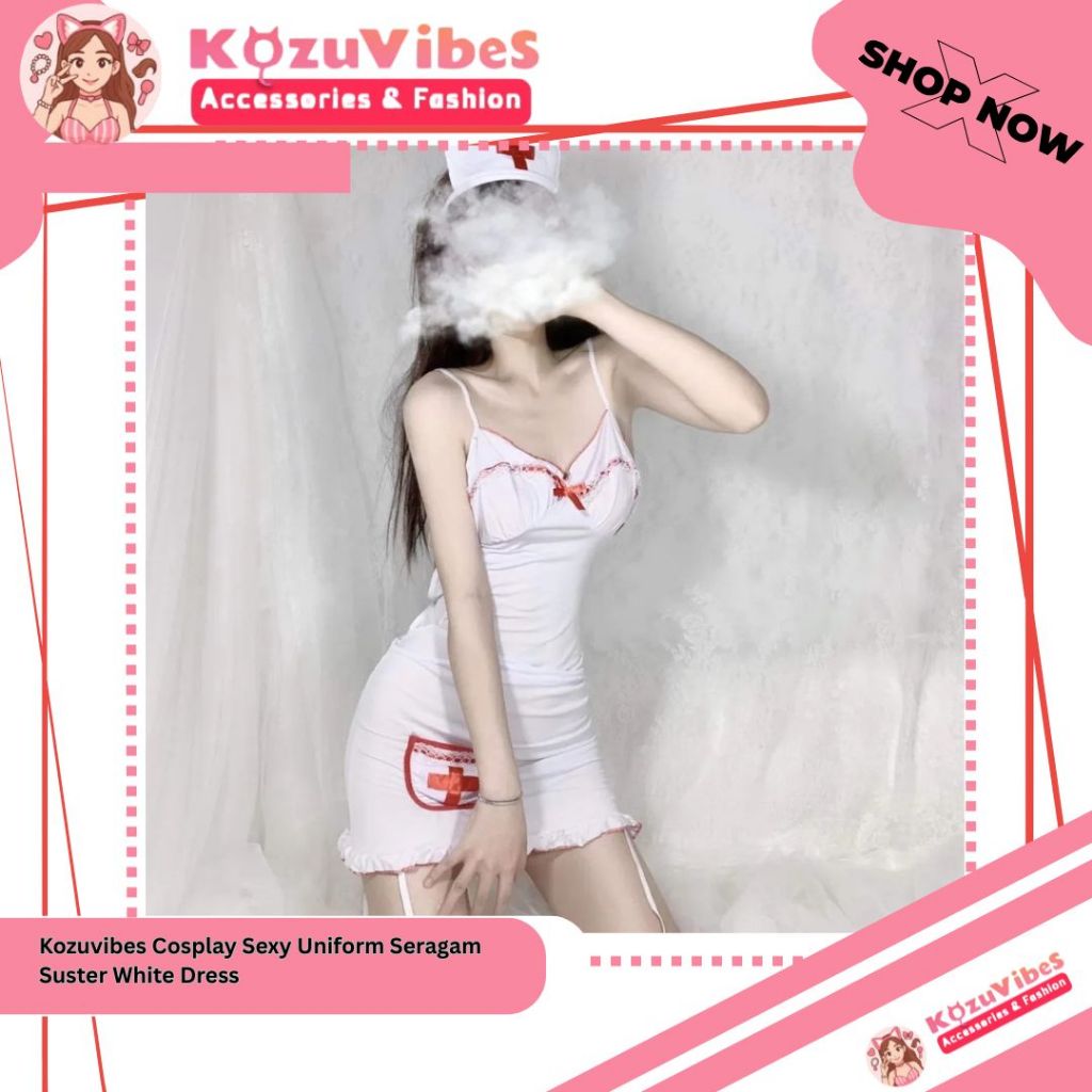 Kozuvibes Cosplay Sexy Uniform Seragam Suster Nurse White Dress