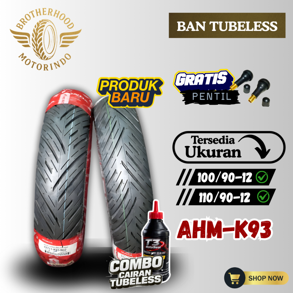 BAN AHM FEDERAL K93 (100/90-12 / 110/90-12) BAN TUBELESS AHM / BAN RING 12 / BAN MATIC / AHM RING 12