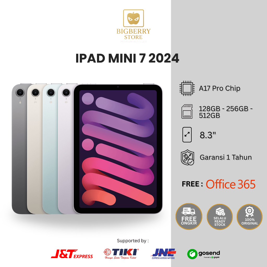 Tablet iPad Mini 7 128GB 256GB 512GB 2024 Cellular WiFi 7th Gen Space Grey Starlight Blue Purple