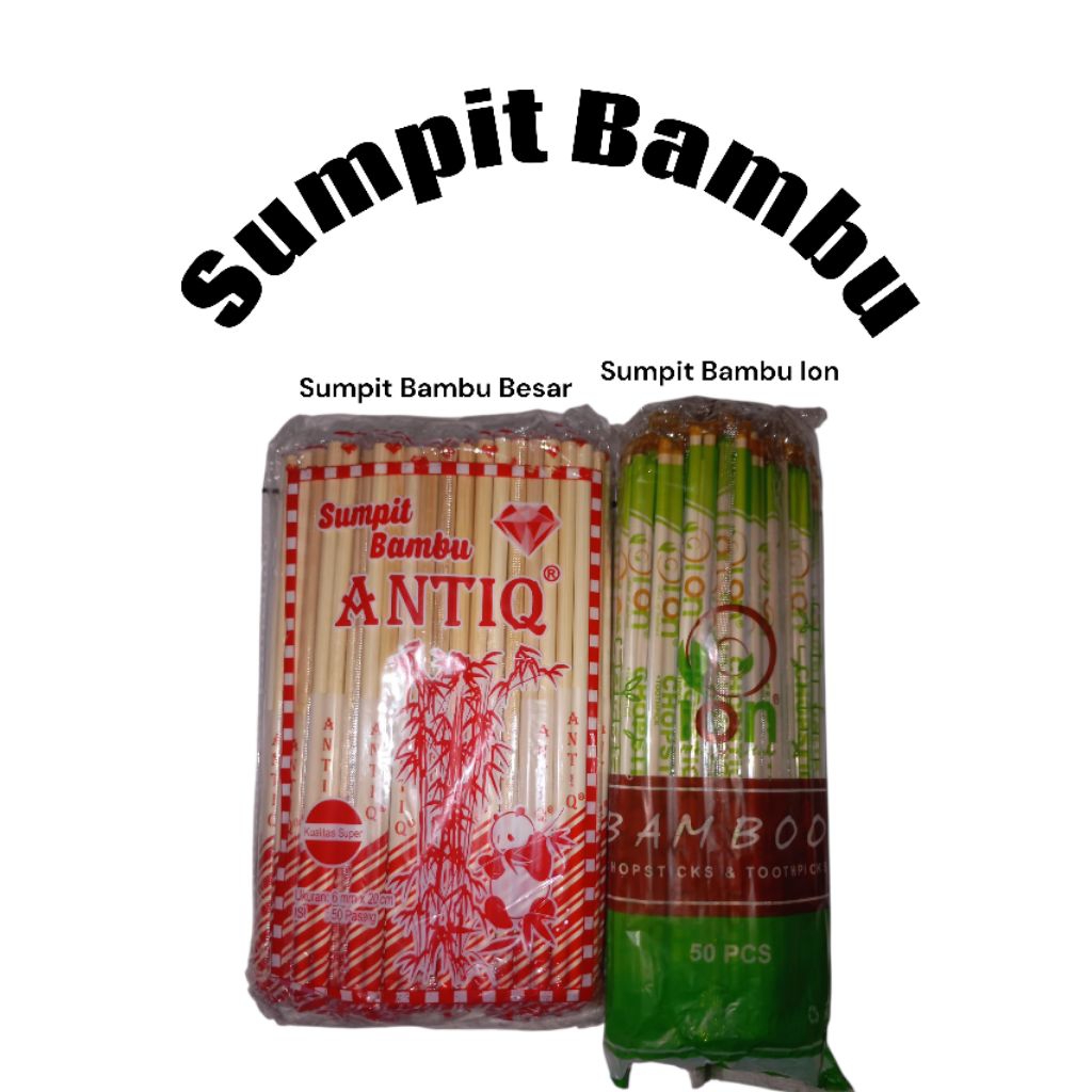 Sumpit Bambu Ion & Sumpit Bambu Besar Isi 50 Pcs