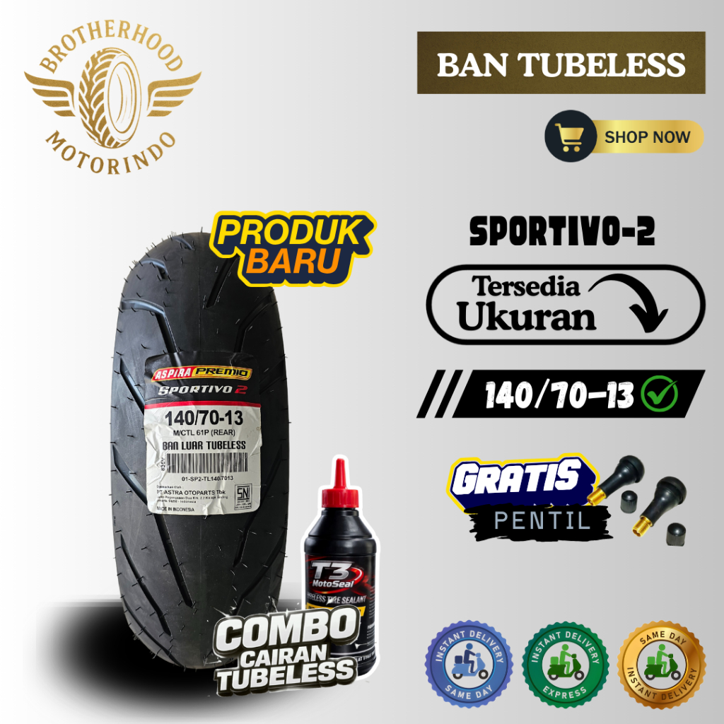 BAN ASPIRA TUBELES SPORTIVO 2 140/70-13 / BAN RING 13 / BAN MOTOR MATIC / BAN ASPIRA RING 13 / BAN M
