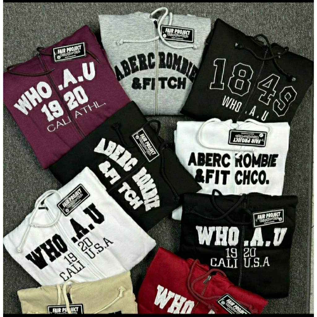 SWEATER HOODIE ZIPER BORDIR ABERCROMBIE & WHO AU