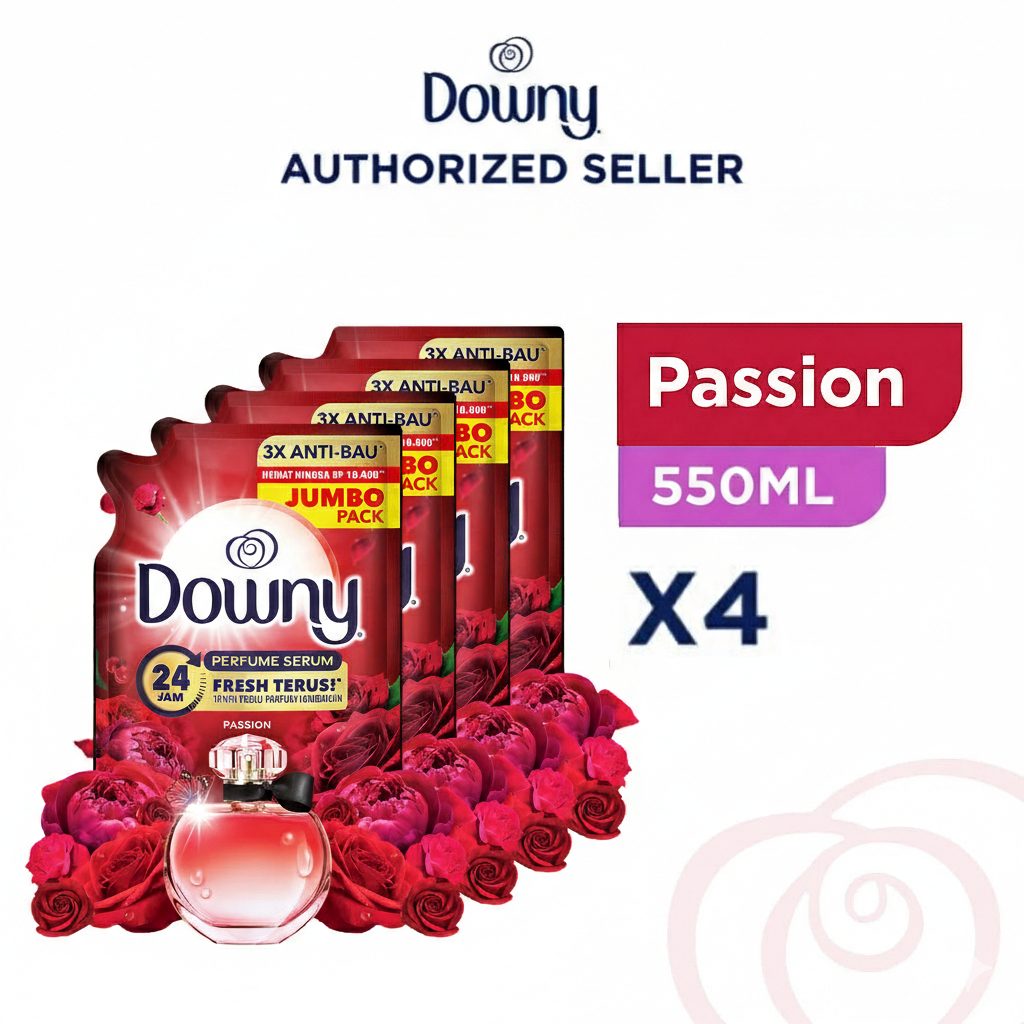 Downy Pelembut dan Pewangi Pakaian Konsentrat Passion 550ml - Paket isi 4