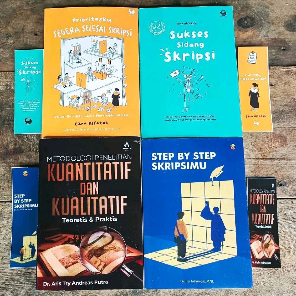 paket 4 buku step by step skripsi dan metodologi kuantitatif kualitatif