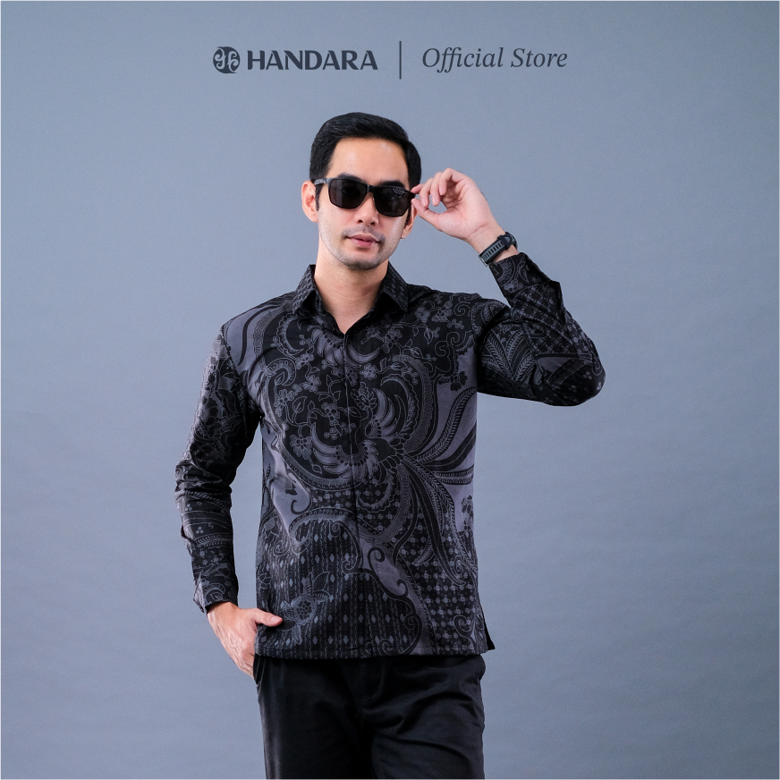Batik Handara - Sawunggaling Tarung Hitam Kemeja Pria Furing Erro