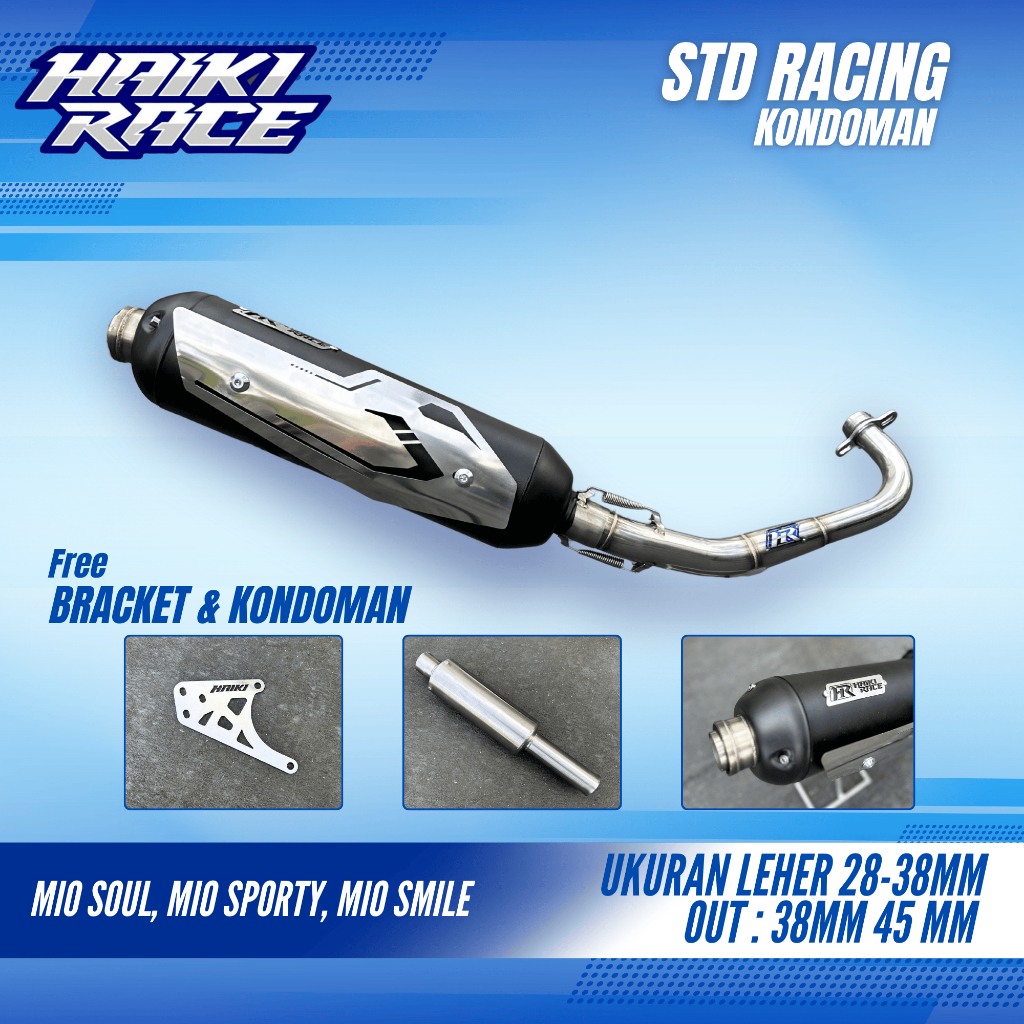 Knalpot Standar Racing KONDOMAN HAIKI RACE Mio Sporty Mio Smile Mio Soul Karbu Mio J Mio M3