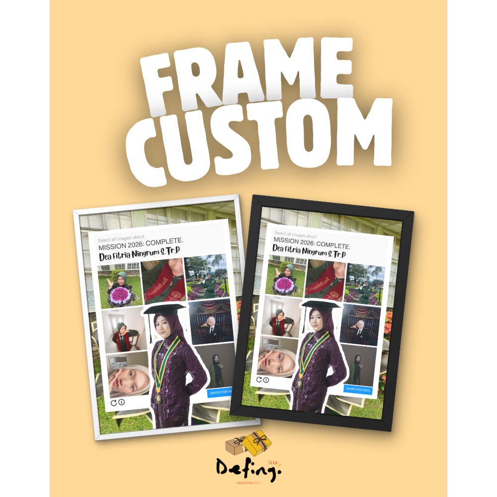 [1 HARI JADI] DEFING FRAME - CUSTOM FOTO 5R/10RS - BINGKAI UCAPAN - FIGURA CUSTOM FOTO || KADO UNIK 