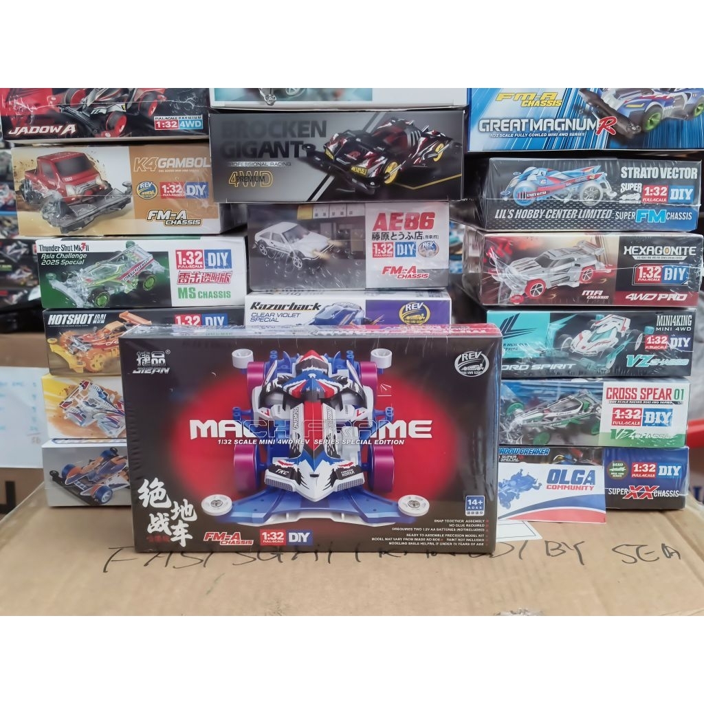 Jiepin P59 mini 4 WD MACH FRAME FIGHTING KOREA dg sasis FMA biru + velg dish + ban maroon hard dari 
